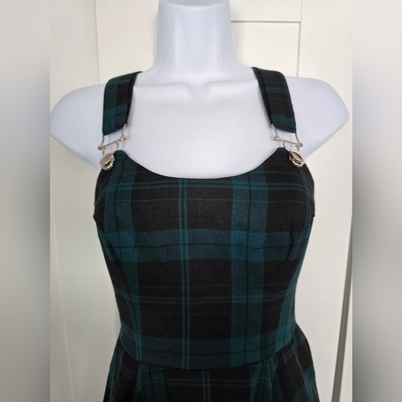 NWOT Rare Collectif Green Plaid Jumper Dress 4XS / UK6 - Picture 5 of 8